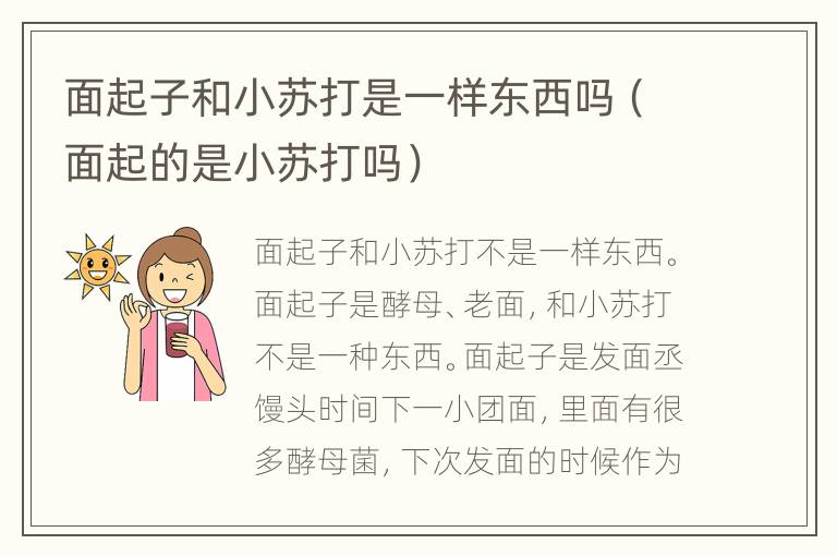面起子和小苏打是一样东西吗（面起的是小苏打吗）