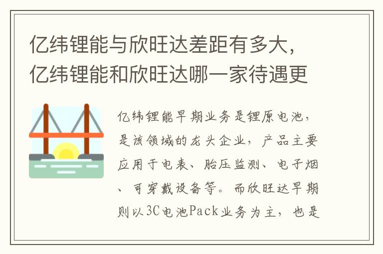 亿纬锂能与欣旺达差距有多大，亿纬锂能和欣旺达哪一家待遇更好