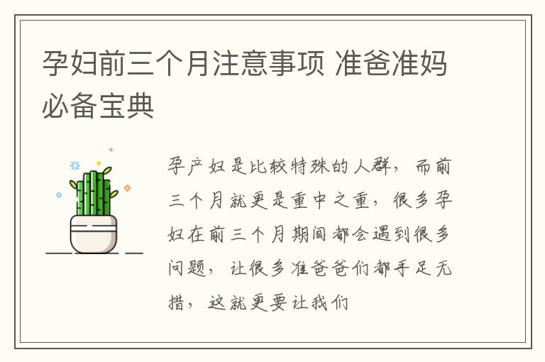 孕妇前三个月注意事项 准爸准妈必备宝典