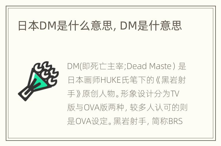 日本DM是什么意思，DM是什意思