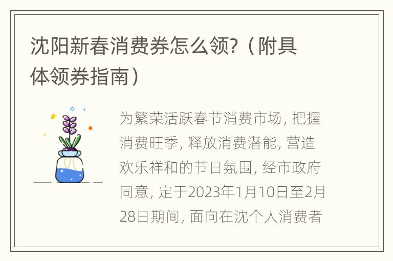 沈阳新春消费券怎么领？（附具体领券指南）