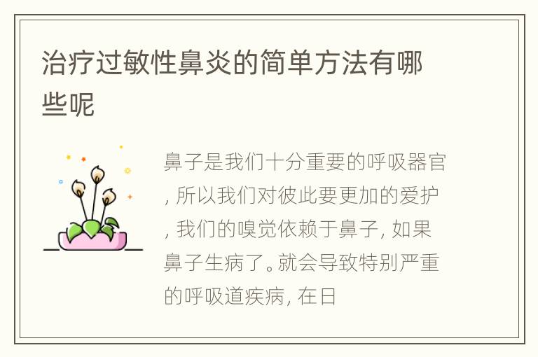 治疗过敏性鼻炎的简单方法有哪些呢