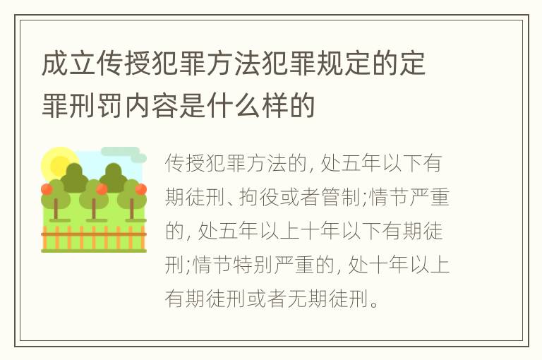 成立传授犯罪方法犯罪规定的定罪刑罚内容是什么样的
