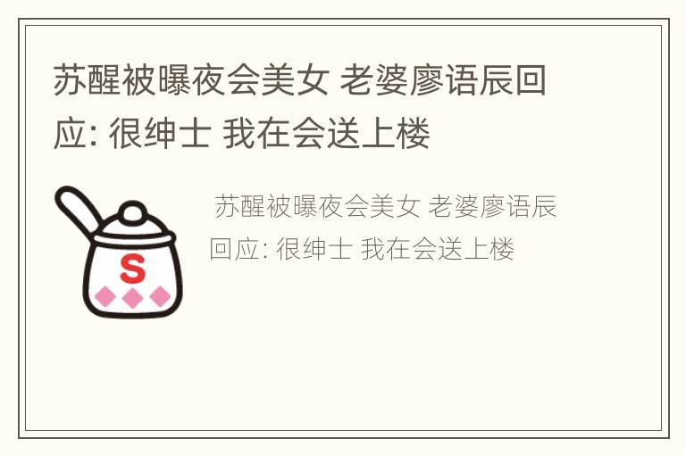 苏醒被曝夜会美女 老婆廖语辰回应：很绅士 我在会送上楼