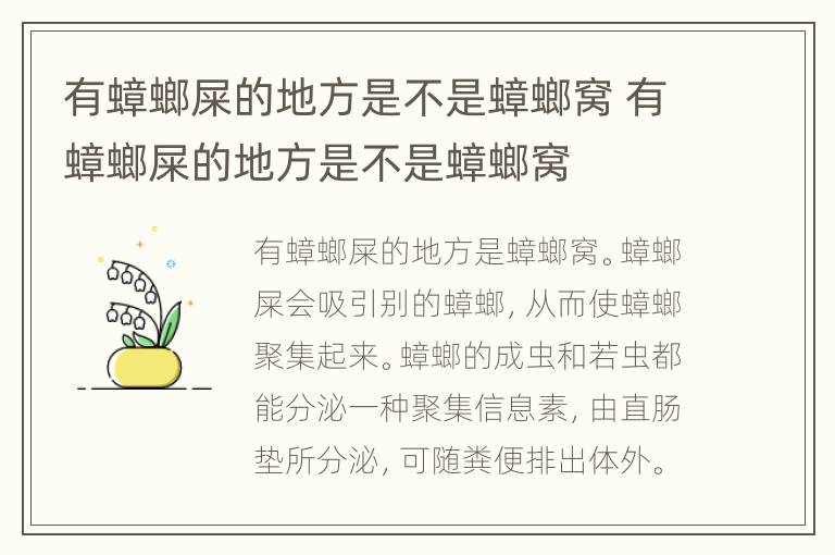 有蟑螂屎的地方是不是蟑螂窝 有蟑螂屎的地方是不是蟑螂窝