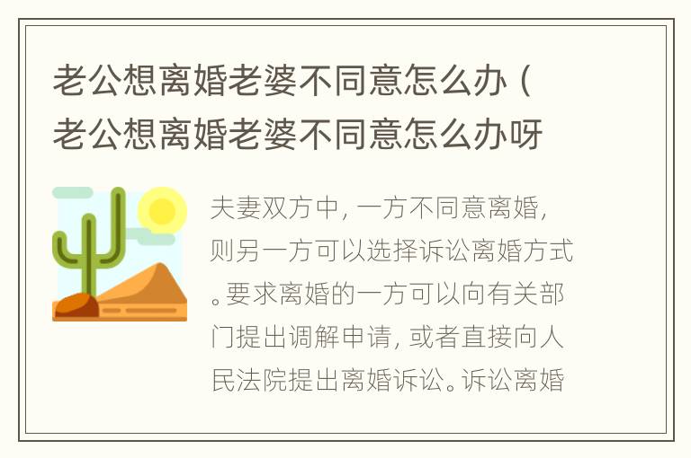 老公想离婚老婆不同意怎么办（老公想离婚老婆不同意怎么办呀）
