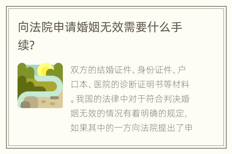 向法院申请婚姻无效需要什么手续？
