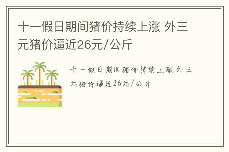 十一假日期间猪价持续上涨 外三元猪价逼近26元/公斤