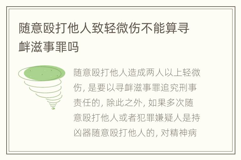 随意殴打他人致轻微伤不能算寻衅滋事罪吗