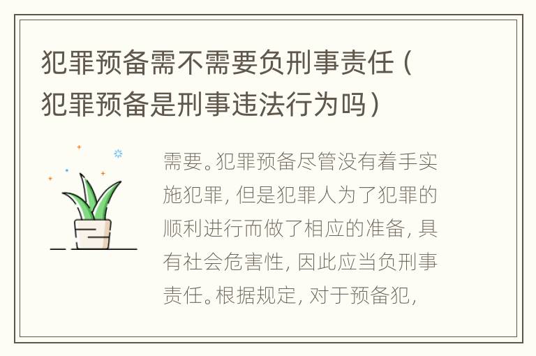 犯罪预备需不需要负刑事责任（犯罪预备是刑事违法行为吗）