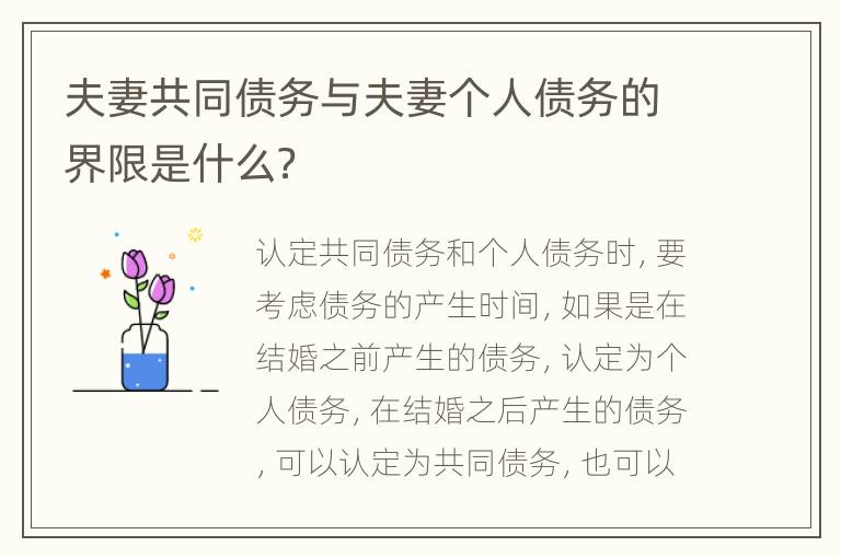 夫妻共同债务与夫妻个人债务的界限是什么？