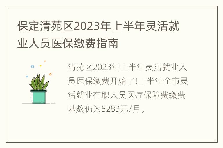 保定清苑区2023年上半年灵活就业人员医保缴费指南