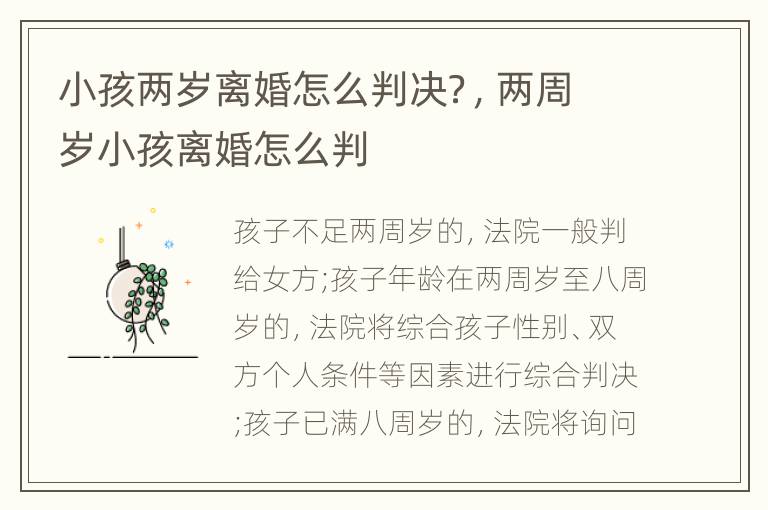 小孩两岁离婚怎么判决？，两周岁小孩离婚怎么判