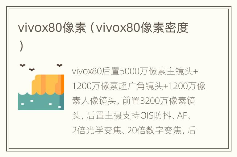 vivox80像素（vivox80像素密度）