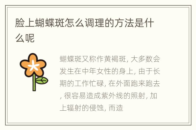 脸上蝴蝶斑怎么调理的方法是什么呢