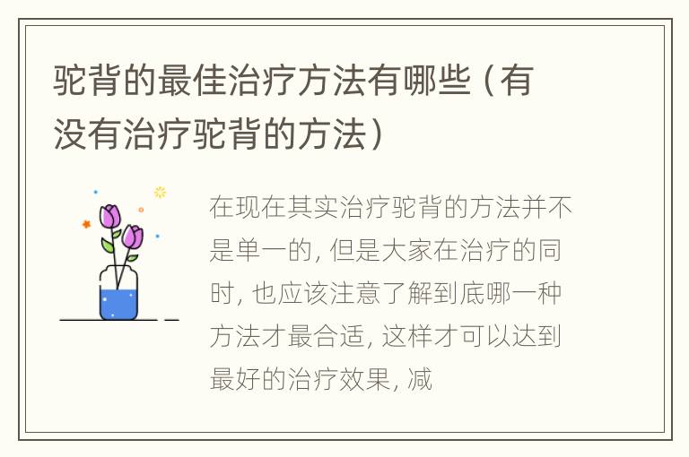 驼背的最佳治疗方法有哪些（有没有治疗驼背的方法）
