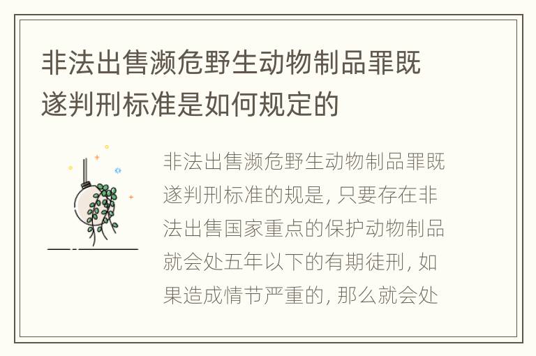非法出售濒危野生动物制品罪既遂判刑标准是如何规定的