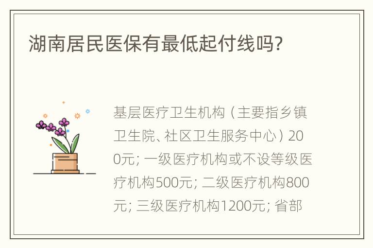 湖南居民医保有最低起付线吗？