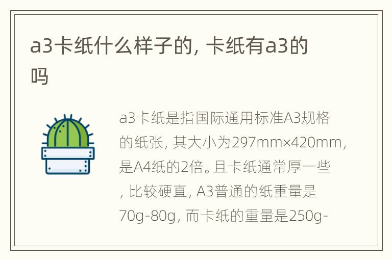 a3卡纸什么样子的，卡纸有a3的吗