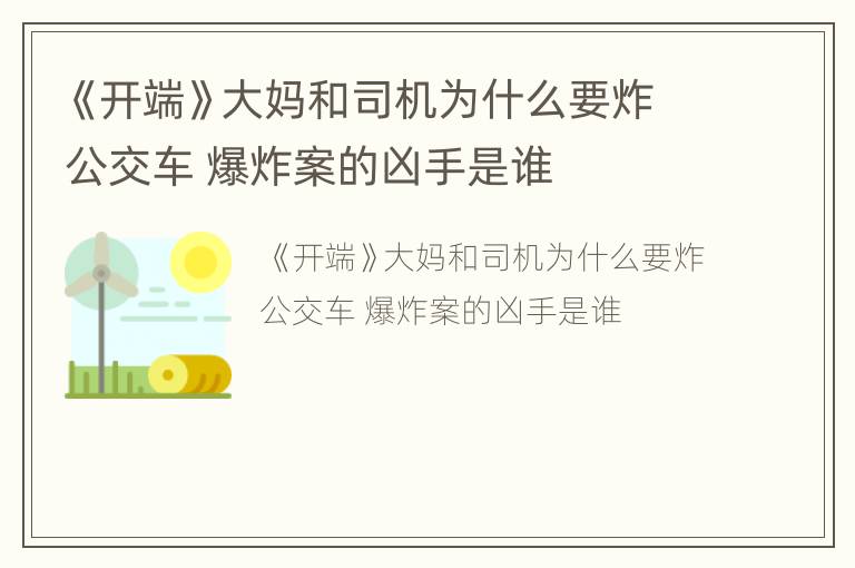 《开端》大妈和司机为什么要炸公交车 爆炸案的凶手是谁