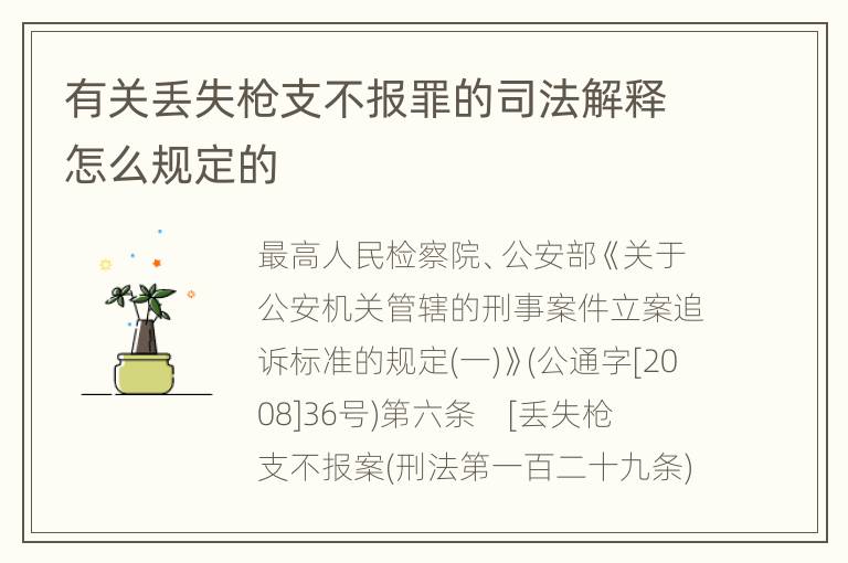 有关丢失枪支不报罪的司法解释怎么规定的