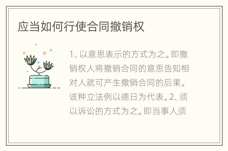 应当如何行使合同撤销权