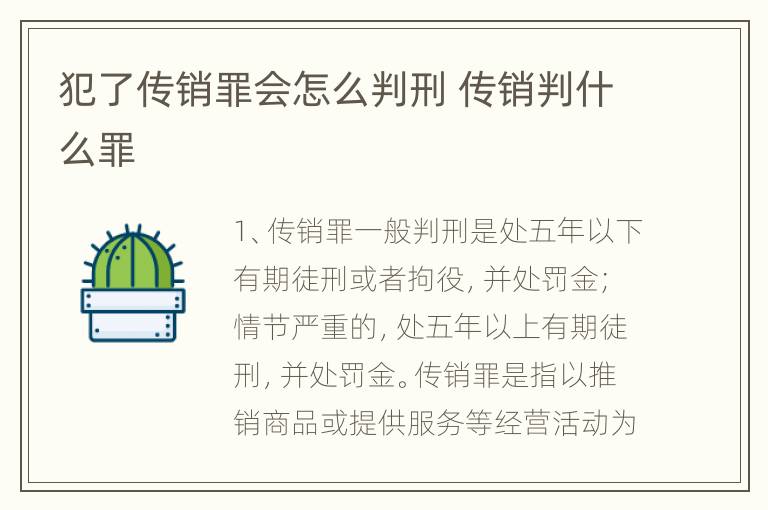 犯了传销罪会怎么判刑 传销判什么罪
