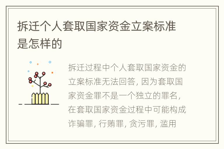 拆迁个人套取国家资金立案标准是怎样的