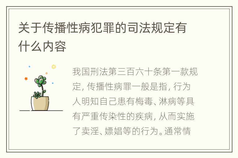 关于传播性病犯罪的司法规定有什么内容