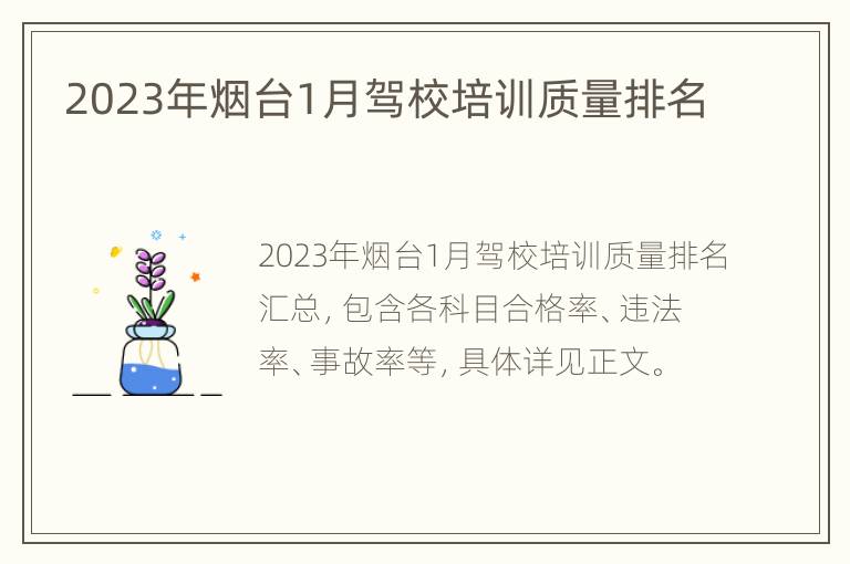 2023年烟台1月驾校培训质量排名