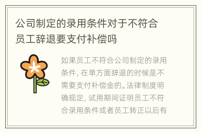 公司制定的录用条件对于不符合员工辞退要支付补偿吗