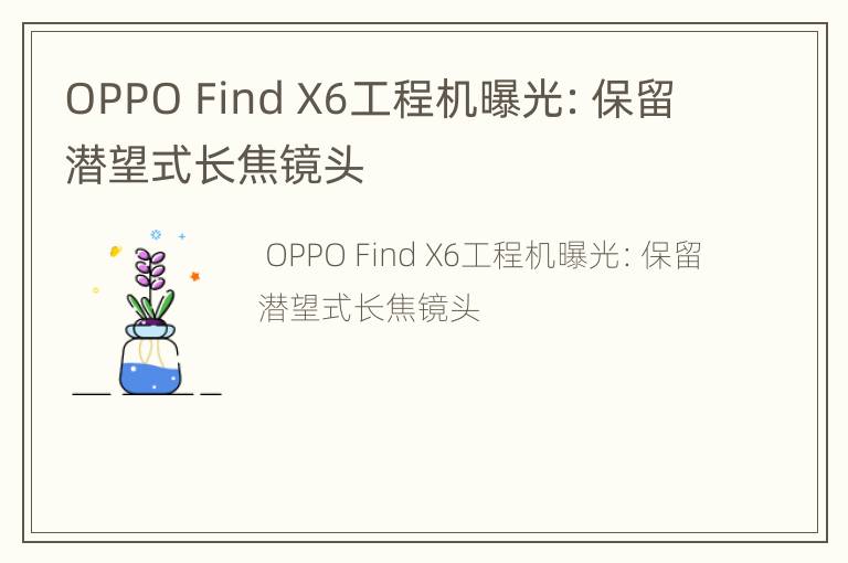 OPPO Find X6工程机曝光：保留潜望式长焦镜头