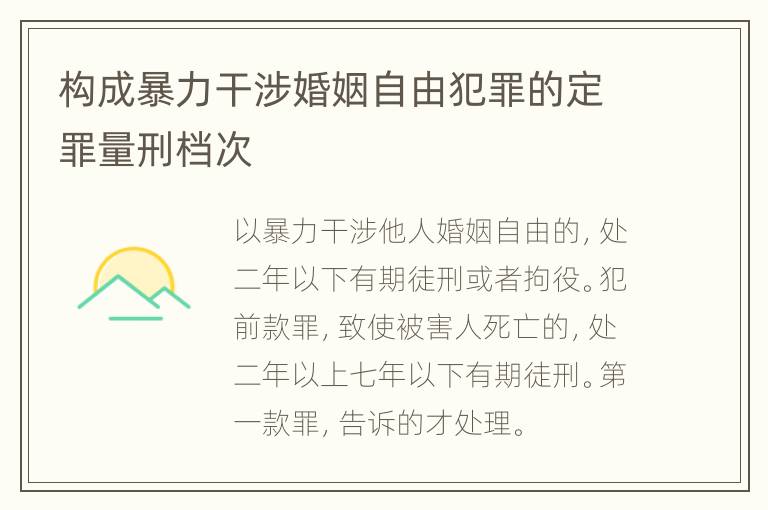 构成暴力干涉婚姻自由犯罪的定罪量刑档次