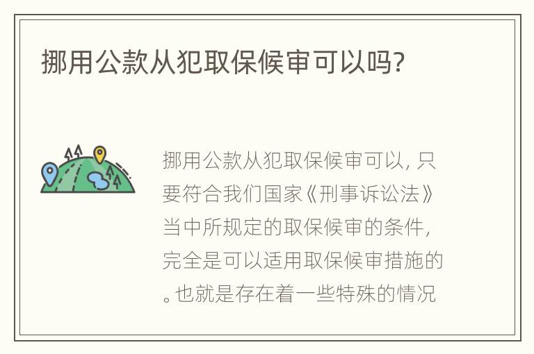 挪用公款从犯取保候审可以吗？