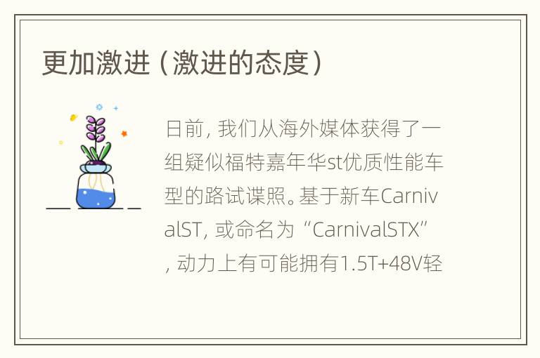 更加激进（激进的态度）