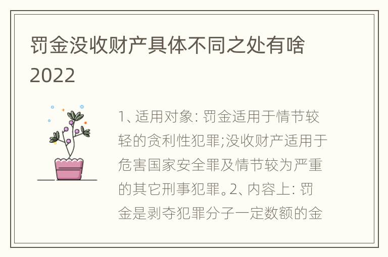 罚金没收财产具体不同之处有啥2022