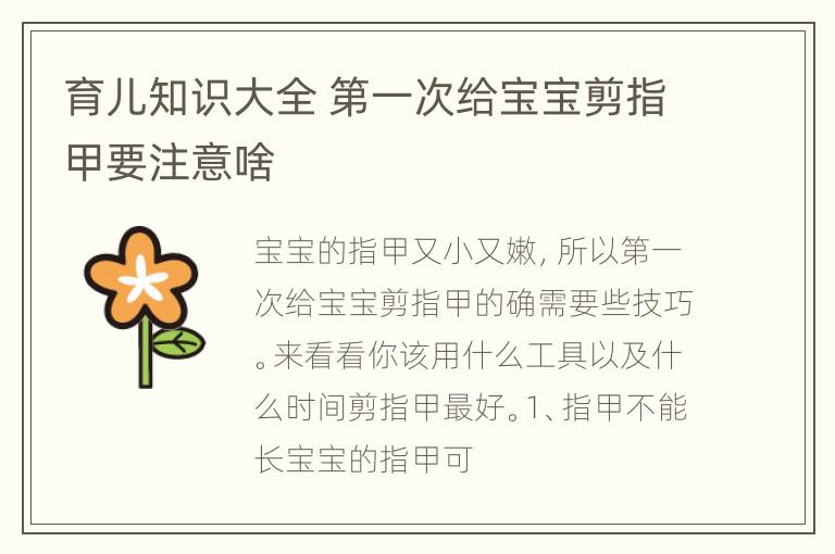 育儿知识大全 第一次给宝宝剪指甲要注意啥