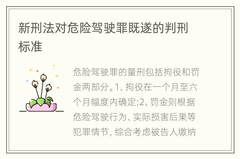 新刑法对危险驾驶罪既遂的判刑标准