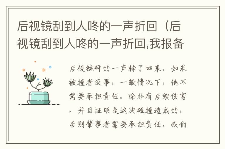 后视镜刮到人咚的一声折回（后视镜刮到人咚的一声折回,我报备到122还算逃逸吗）