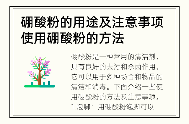 硼酸粉的用途及注意事项 使用硼酸粉的方法