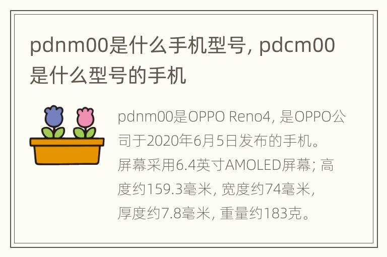 pdnm00是什么手机型号，pdcm00是什么型号的手机