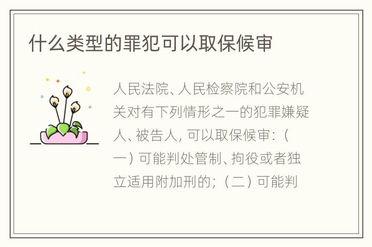 什么类型的罪犯可以取保候审