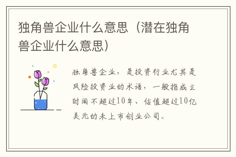 独角兽企业什么意思（潜在独角兽企业什么意思）