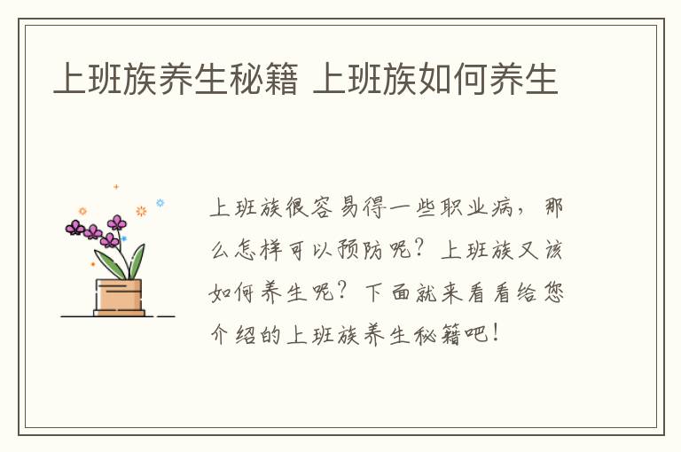 上班族养生秘籍 上班族如何养生