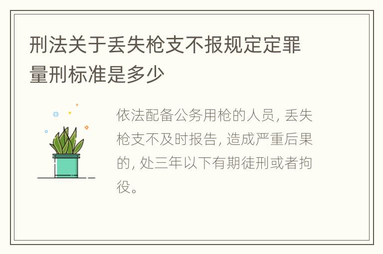 刑法关于丢失枪支不报规定定罪量刑标准是多少