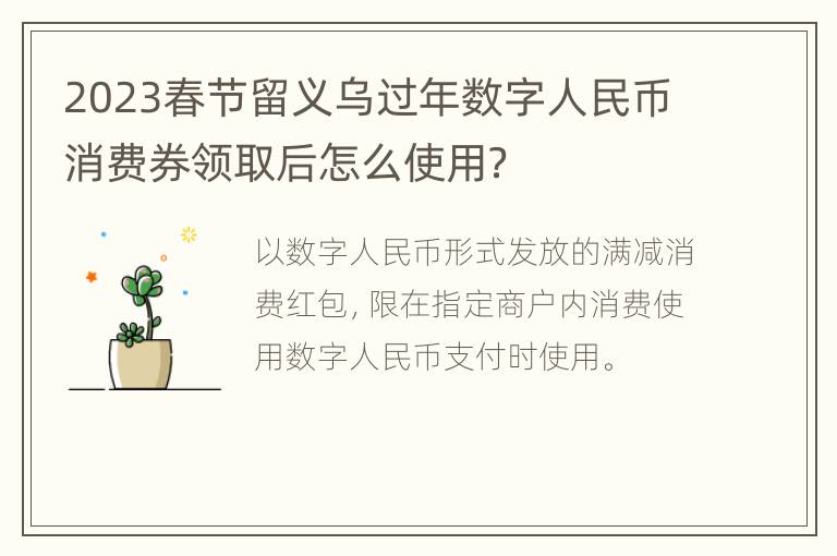 2023春节留义乌过年数字人民币消费券领取后怎么使用？