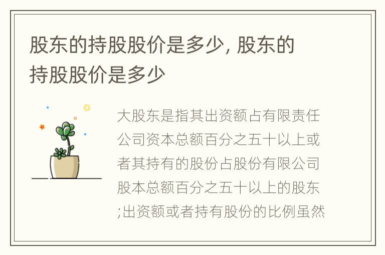 股东的持股股价是多少，股东的持股股价是多少