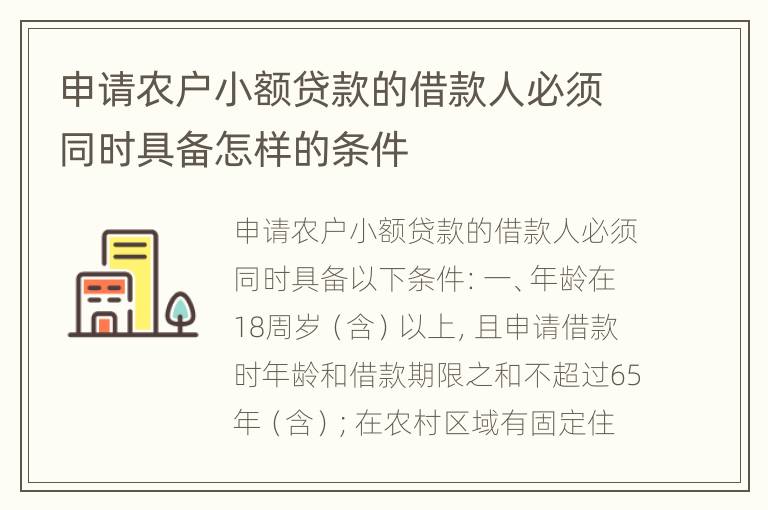 申请农户小额贷款的借款人必须同时具备怎样的条件