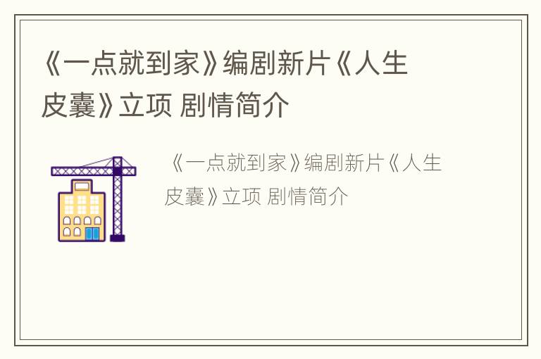 《一点就到家》编剧新片《人生皮囊》立项 剧情简介