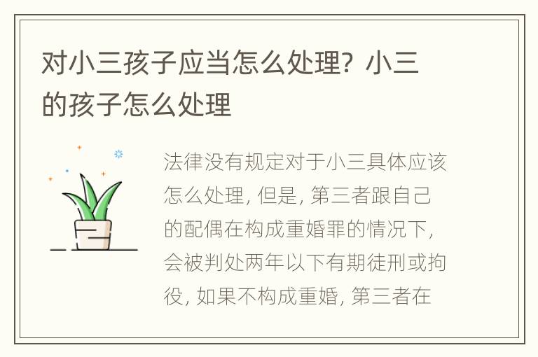 对小三孩子应当怎么处理？ 小三的孩子怎么处理